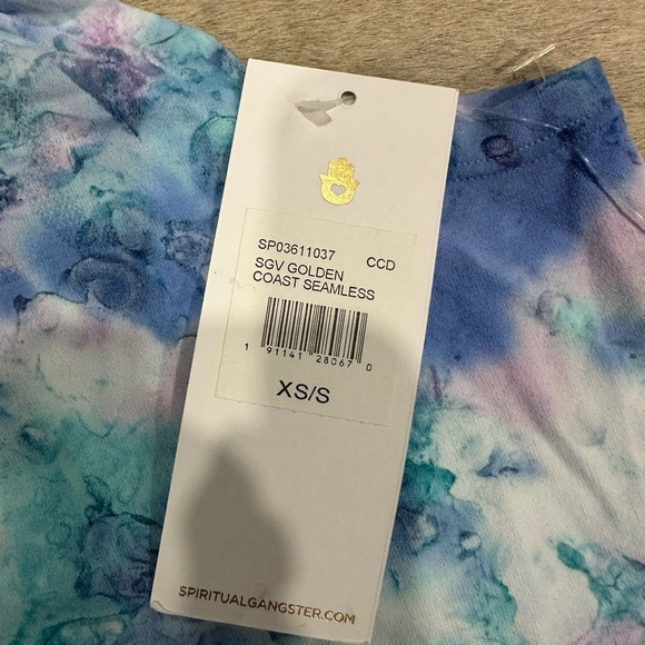 Spiritual Gangster Golden Coast Seamless Tye Dye Crop Tank Women XS/S Teal Blue - Picture 2 of 5